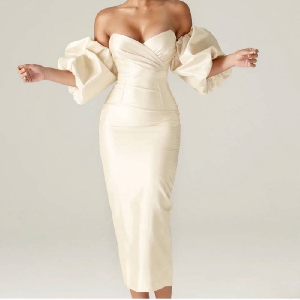 Tiffany Dupioni Puff Sleeve Maxi Dress -2XL - Alieva